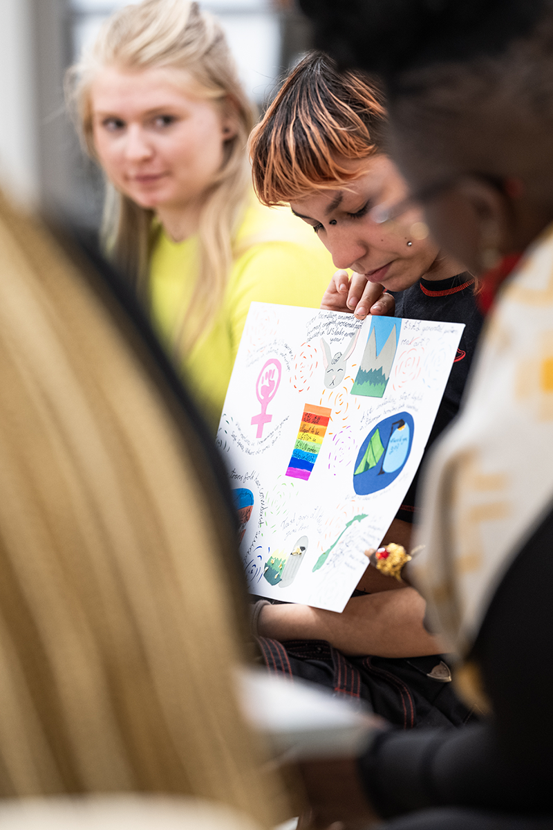 Mobilizing Citizenship workshop by Chire Regans and Loni Johnson, Things We Hold Sacred, autumn 2023. Photos: Helle Navratil / Kunsthall Stavanger