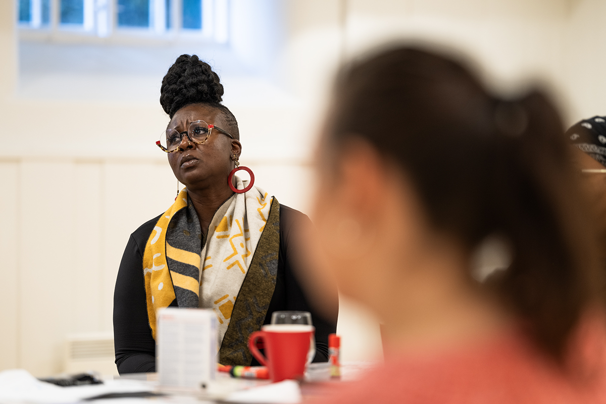 Mobilizing Citizenship workshop by Loni Johnson, Things We Hold Sacred, autumn 2023. Photo: Kunsthall Stavanger / Helle Navratil.
